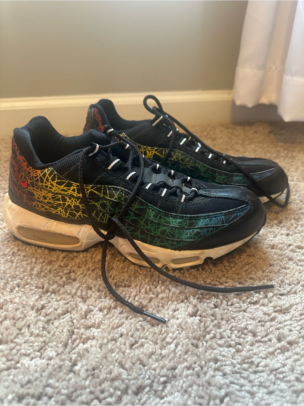 Nike Black Sneaker with Red, Yellow, Green and Blue Gradient Graphic